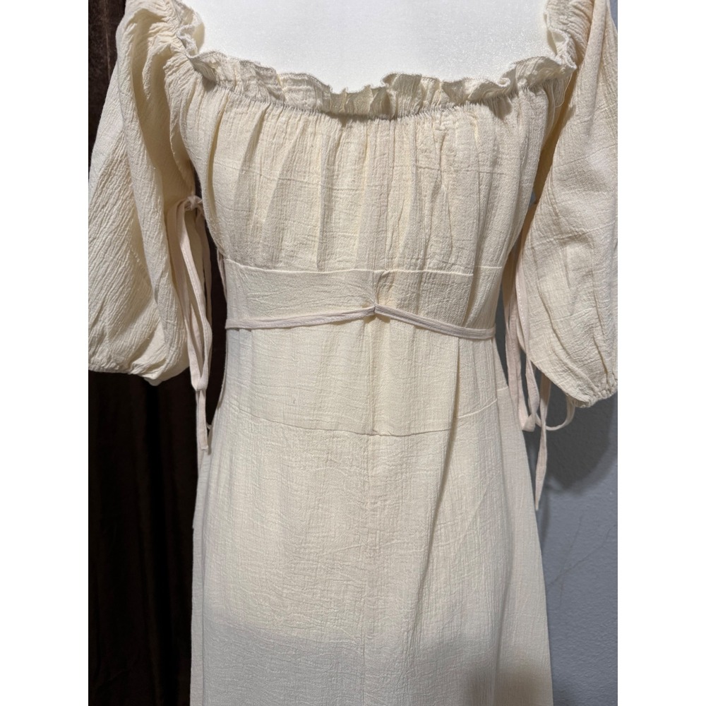 Cottagecore Cream 100% Cotton Dress Size M Gauze High-Low Peasant Renaissan - Picture 13 of 15
